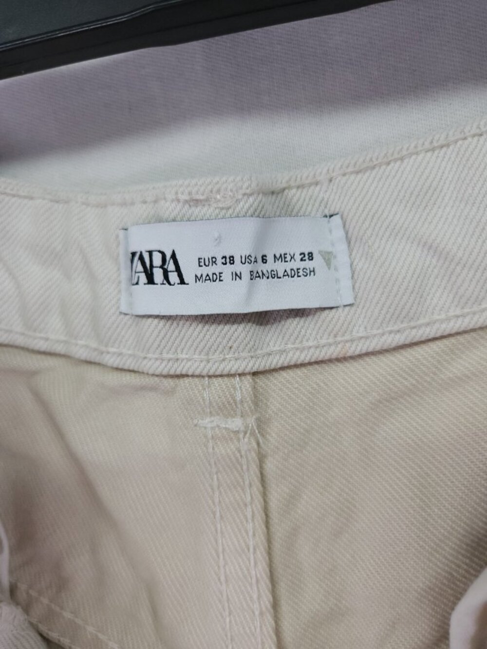 Zara High Waist Pleated Jeans Ivory Balloon Barrel Leg Womens Size 6 (27x26) - Picture 10 of 14